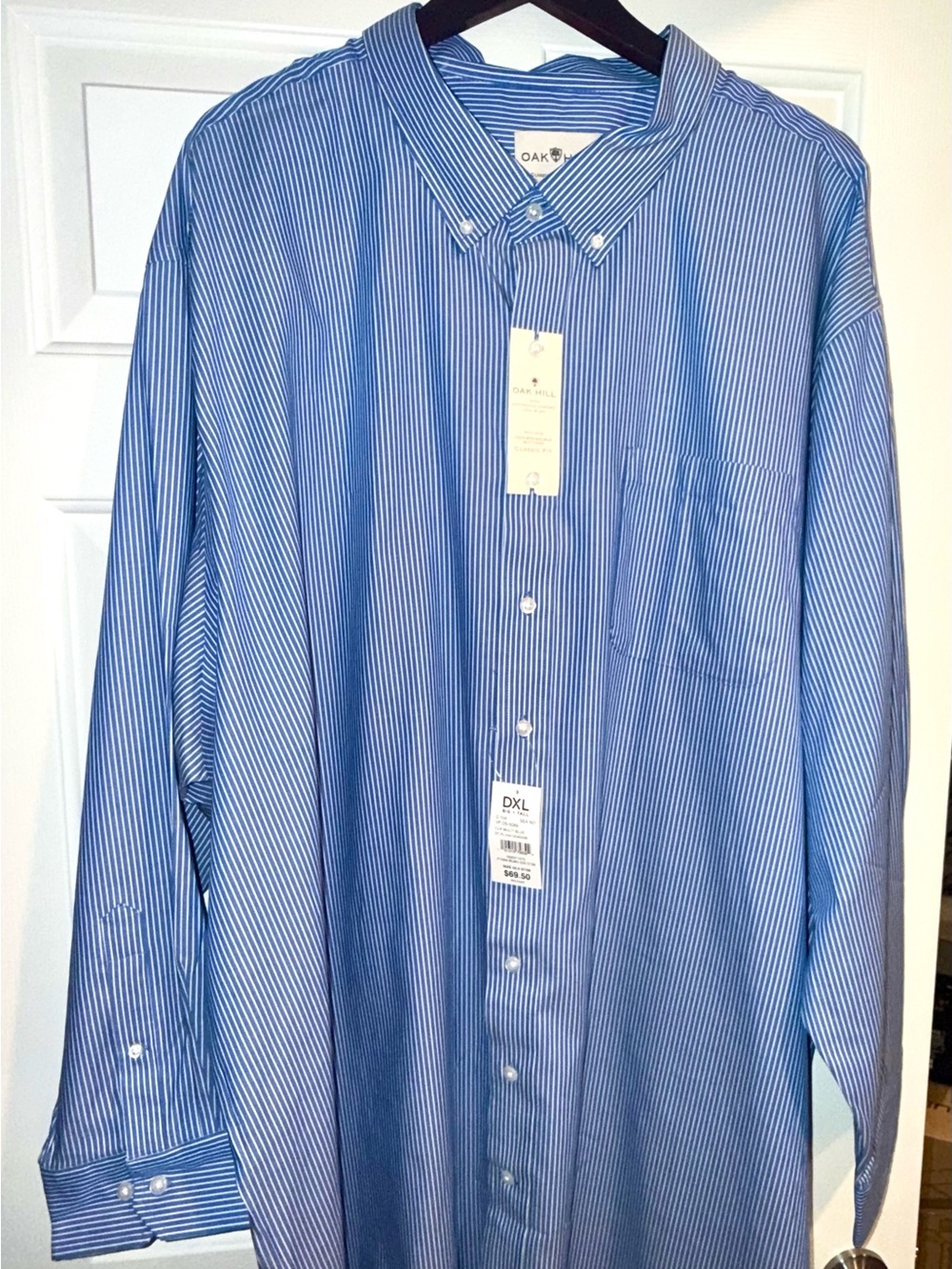 Oak Hill Men’s Blue Pinstripe Dress Shirt - Classic Button-Down